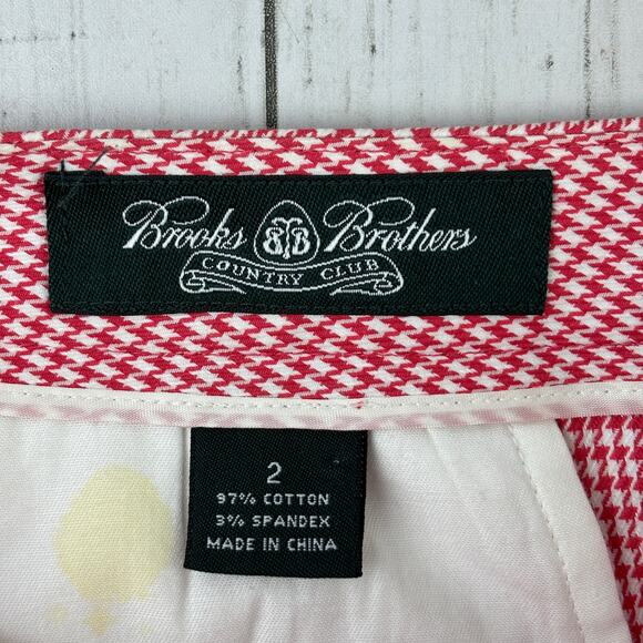 Brooks Brothers Country Club Red/White Houndstooth Wrap Skort Shorts Size 2 - Picture 8 of 15